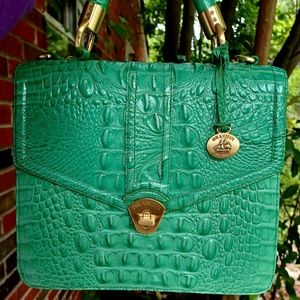GORGEOUS RARE EUC Brahmin GREEN "JULEP" OLIVIA ROSE SATCHEL🌹